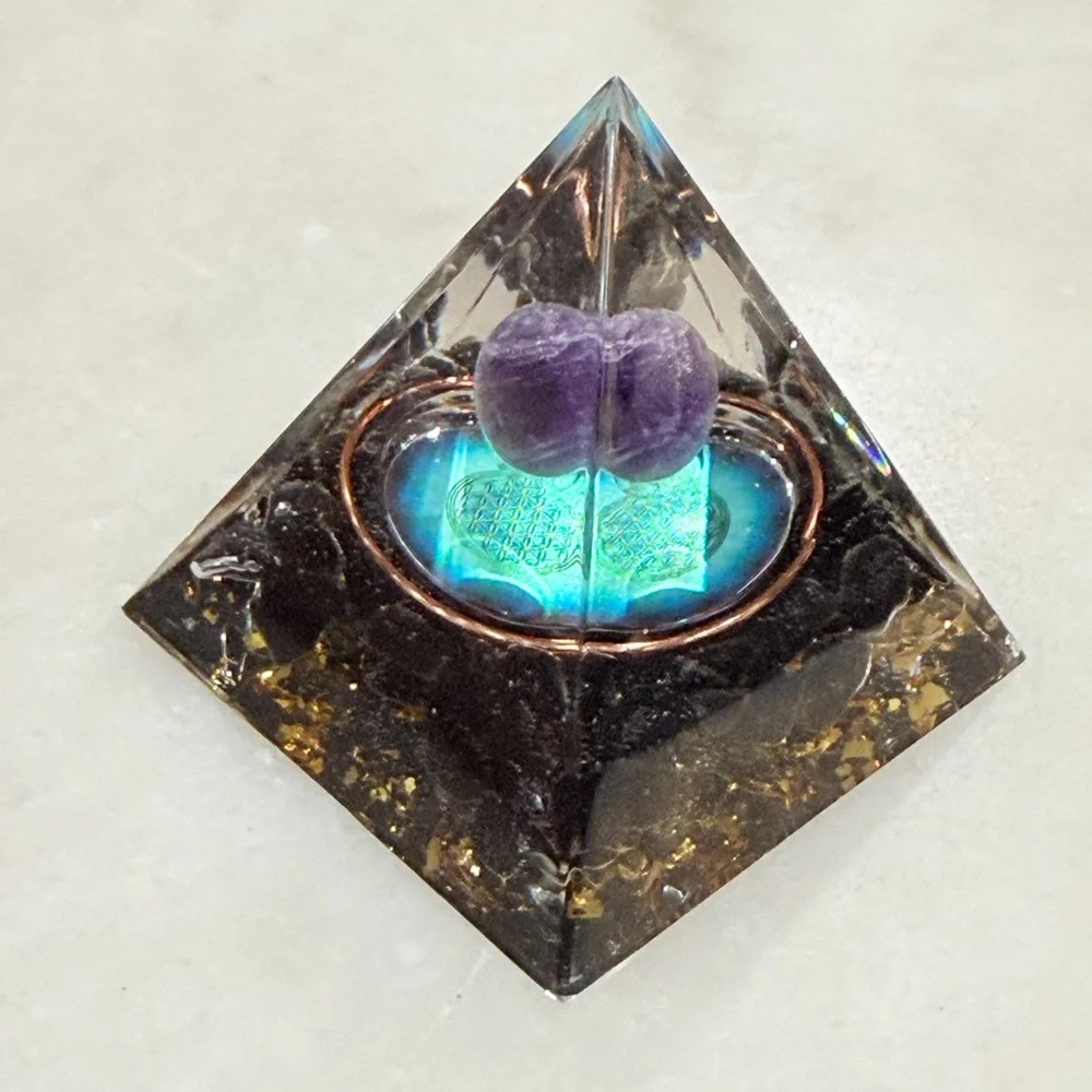 Amethyst Orgonite Pyramid Decorative Home Accent - Picture 2 of 7
